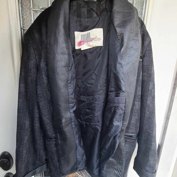 Vintage Dual Control Wool Blend & Leather Mens Jacket Grandpa Downtown Coat MED - Picture 9 of 9